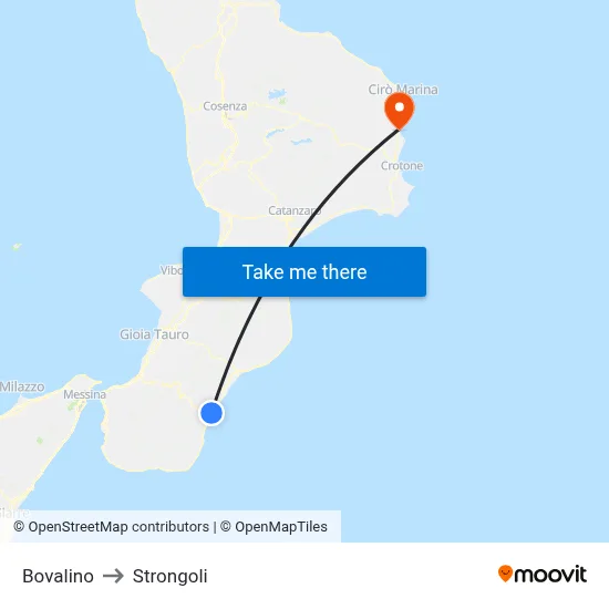 Bovalino to Strongoli map