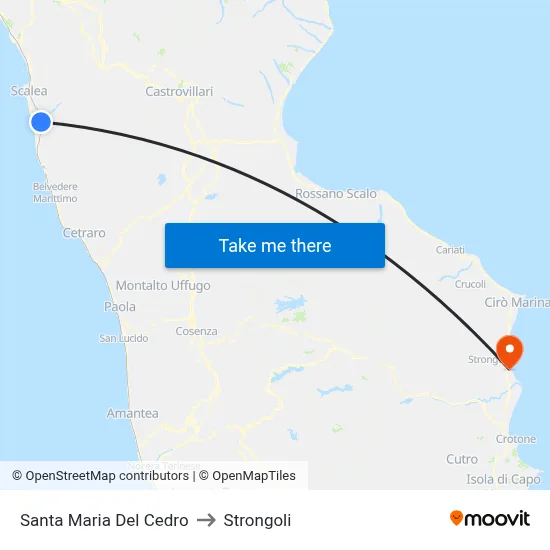 Santa Maria Del Cedro to Strongoli map