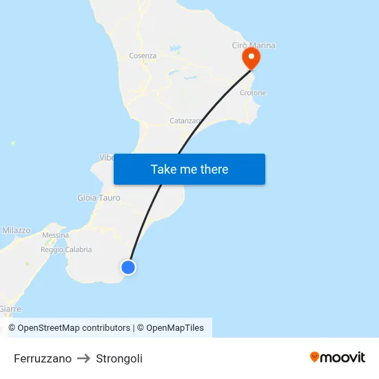Ferruzzano to Strongoli map
