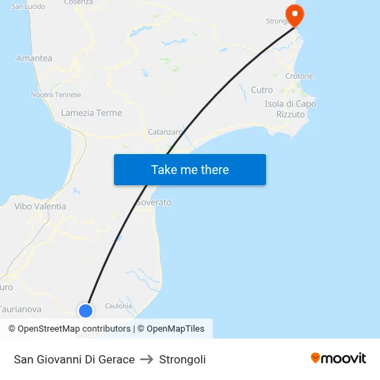 San Giovanni di Gerace to Strongoli map
