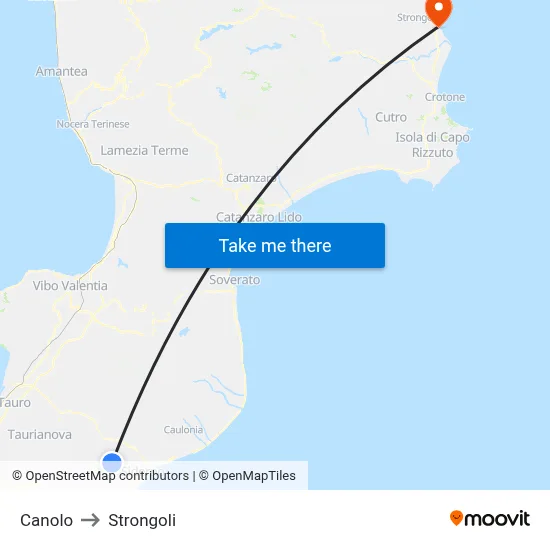 Canolo to Strongoli map
