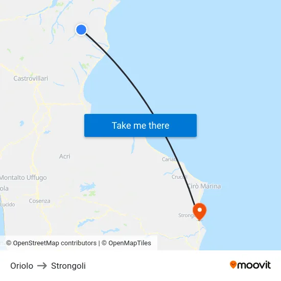 Oriolo to Strongoli map