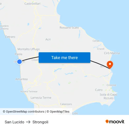 San Lucido to Strongoli map