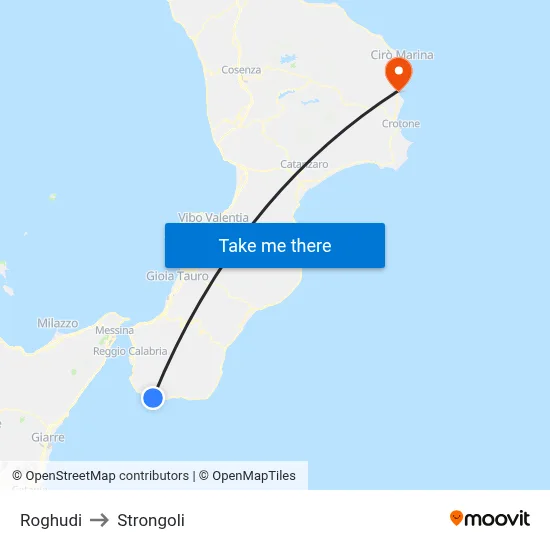Roghudi to Strongoli map