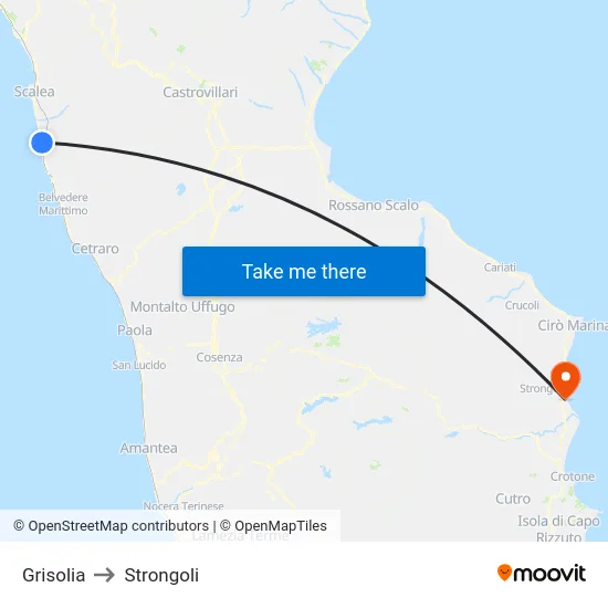 Grisolia to Strongoli map