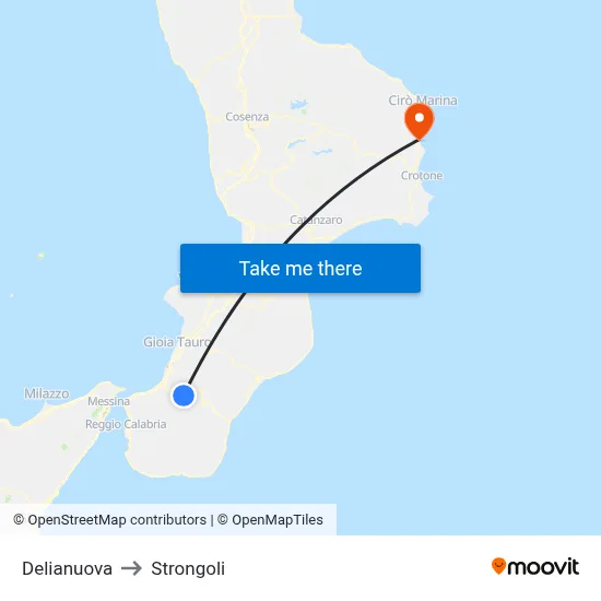 Delianuova to Strongoli map