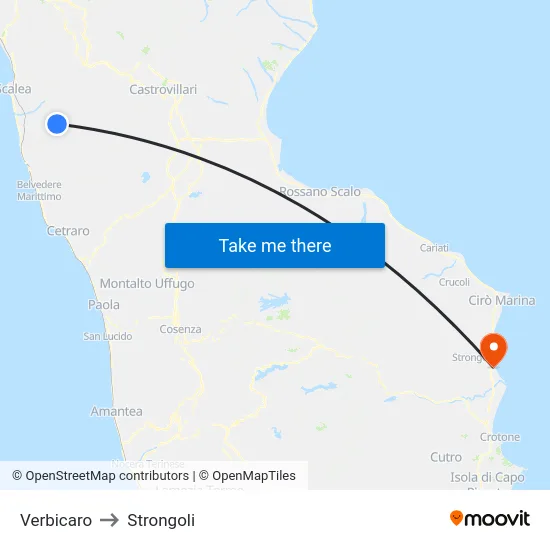 Verbicaro to Strongoli map