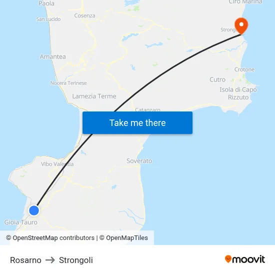Rosarno to Strongoli map