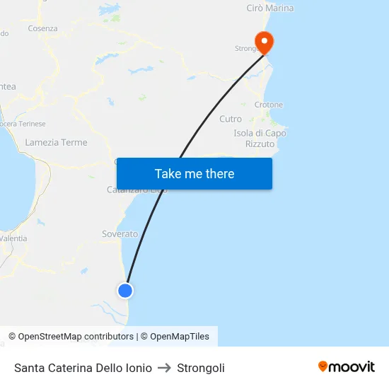 Santa Caterina Dello Ionio to Strongoli map
