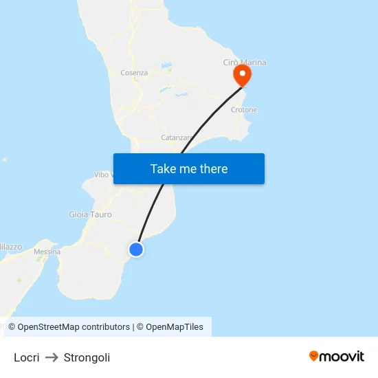 Locri to Strongoli map