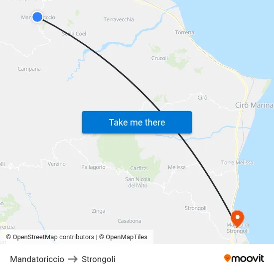 Mandatoriccio to Strongoli map
