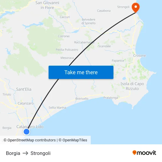 Borgia to Strongoli map
