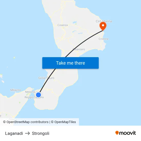 Laganadi to Strongoli map
