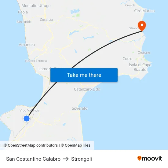 San Costantino Calabro to Strongoli map