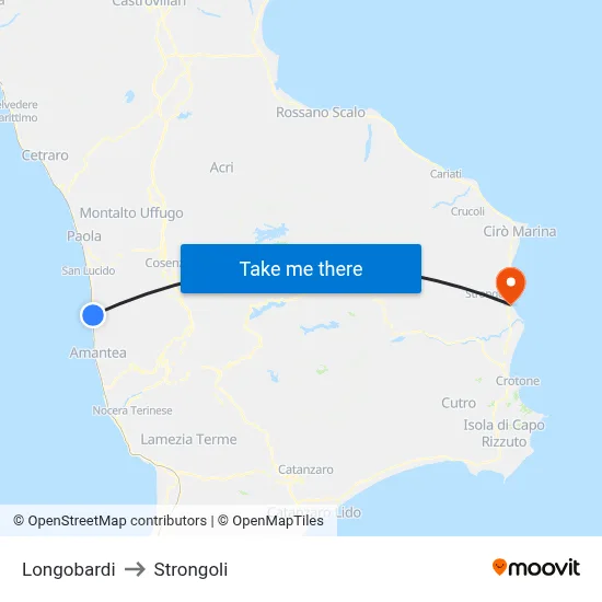 Longobardi to Strongoli map