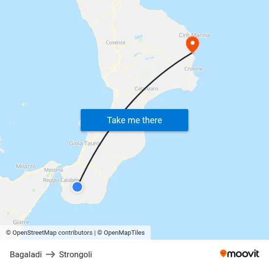 Bagaladi to Strongoli map