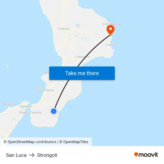 San Luca to Strongoli map