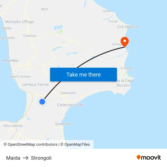 Maida to Strongoli map