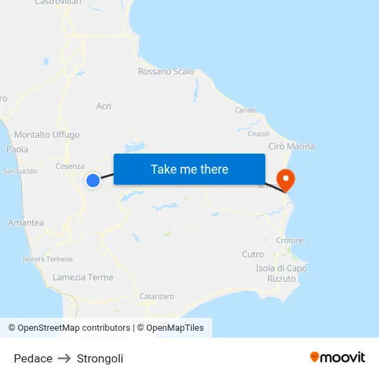 Pedace to Strongoli map