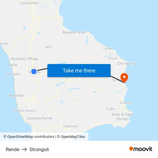 Rende to Strongoli map