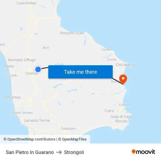 San Pietro In Guarano to Strongoli map