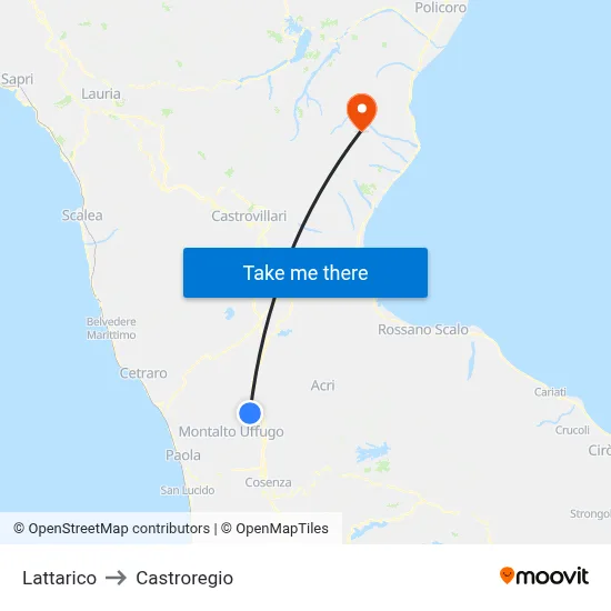 Lattarico to Castroregio map