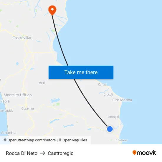 Rocca Di Neto to Castroregio map