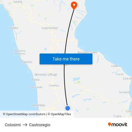 Colosimi to Castroregio map