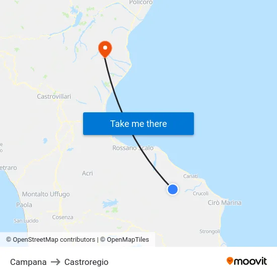Campana to Castroregio map