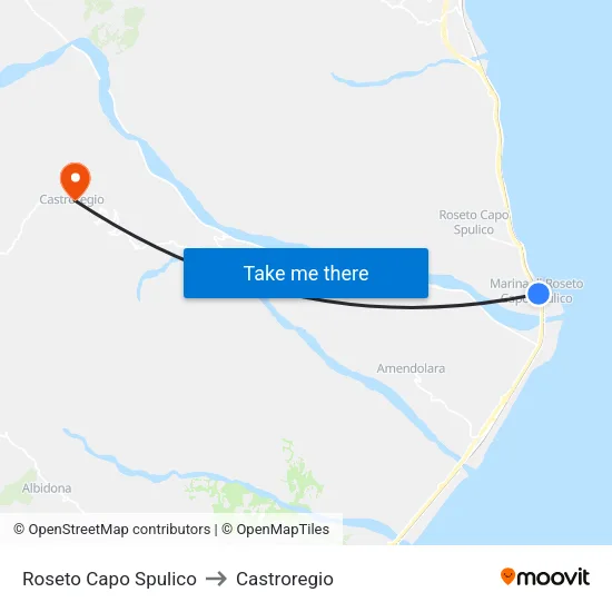 Roseto Capo Spulico to Castroregio map