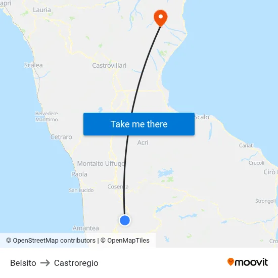 Belsito to Castroregio map