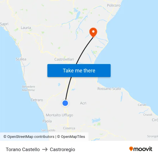 Torano Castello to Castroregio map