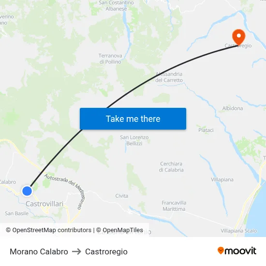 Morano Calabro to Castroregio map