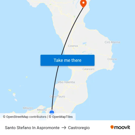 Santo Stefano in Aspromonte to Castroregio map