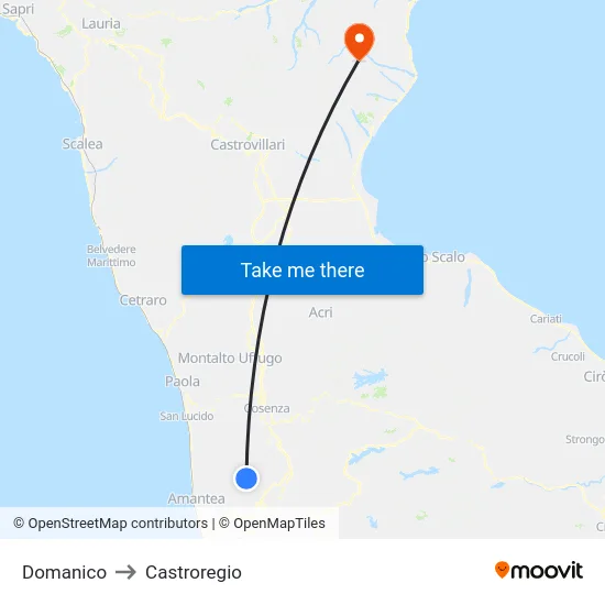 Domanico to Castroregio map
