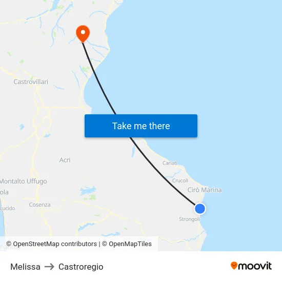 Melissa to Castroregio map