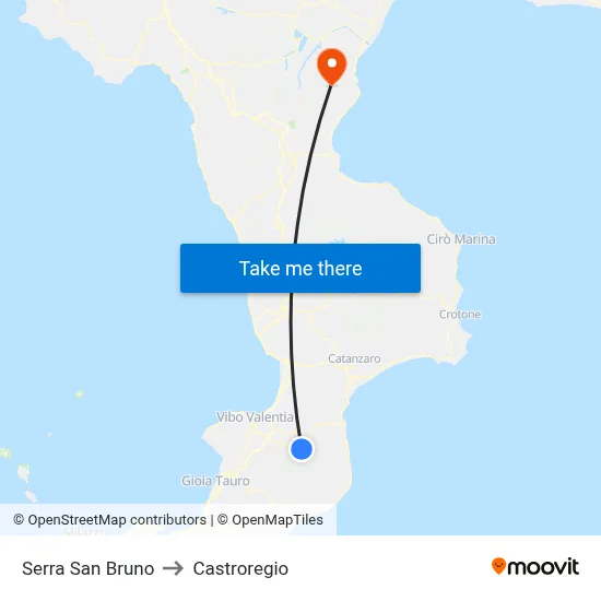 Serra San Bruno to Castroregio map