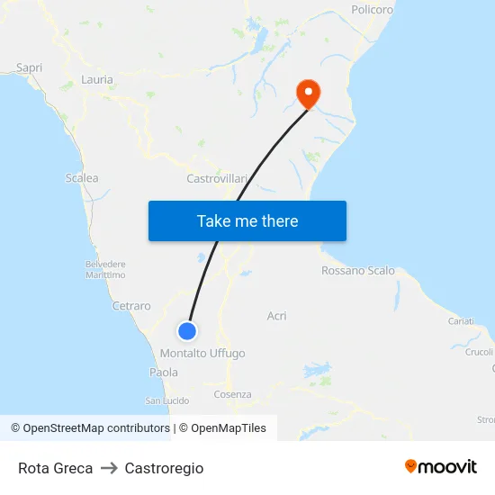 Rota Greca to Castroregio map