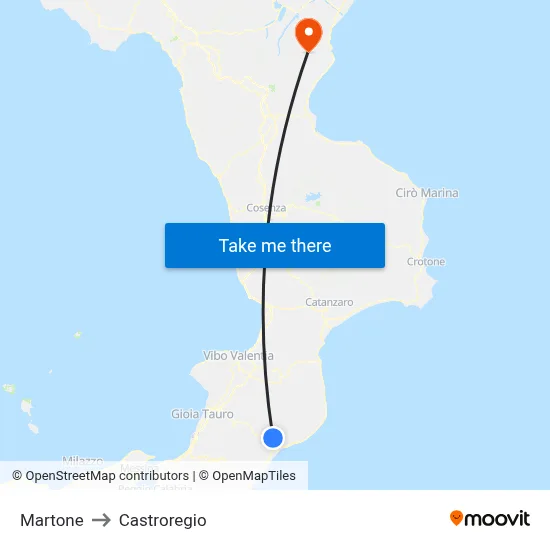 Martone to Castroregio map