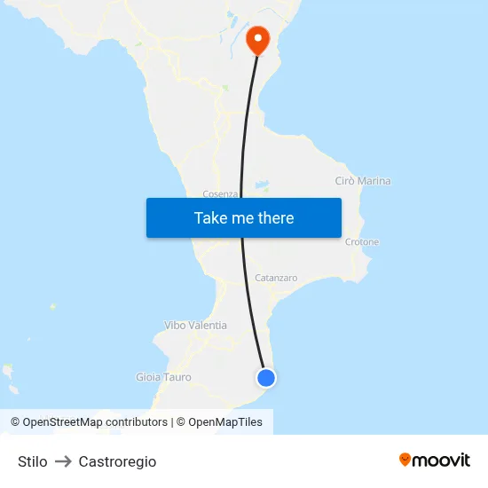 Stilo to Castroregio map
