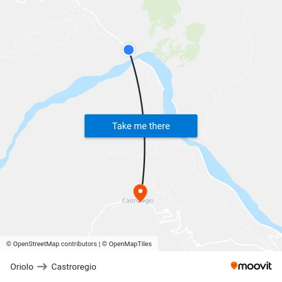 Oriolo to Castroregio map