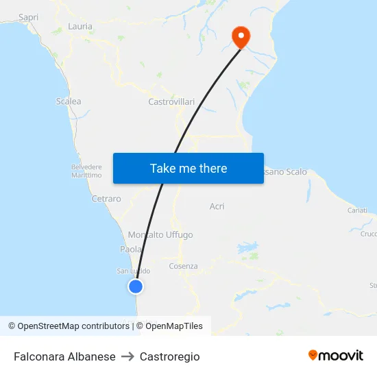 Falconara Albanese to Castroregio map