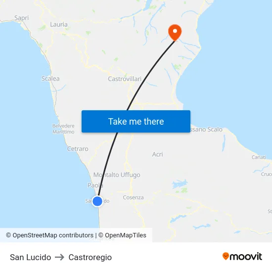 San Lucido to Castroregio map
