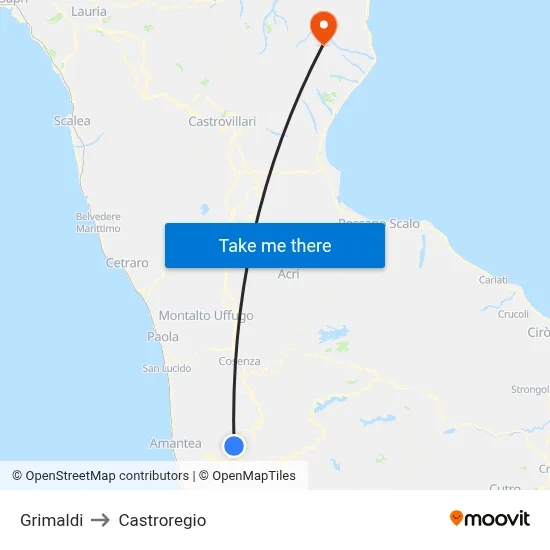 Grimaldi to Castroregio map