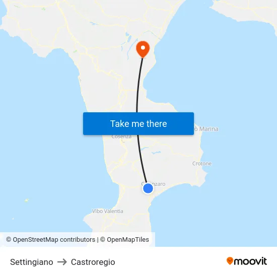 Settingiano to Castroregio map