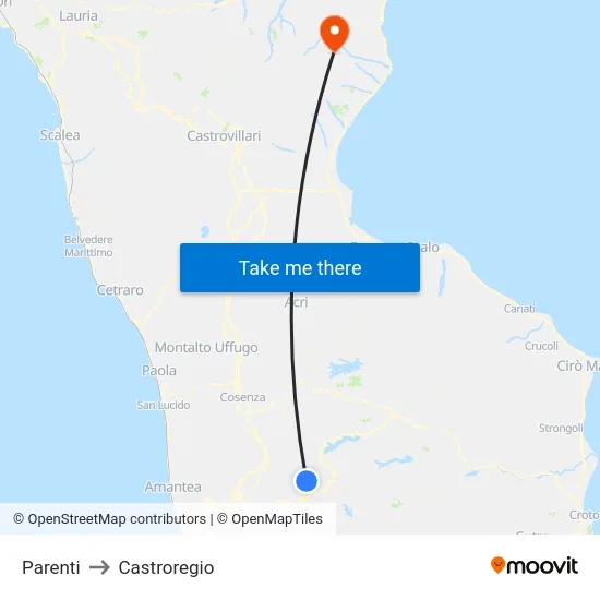 Parenti to Castroregio map