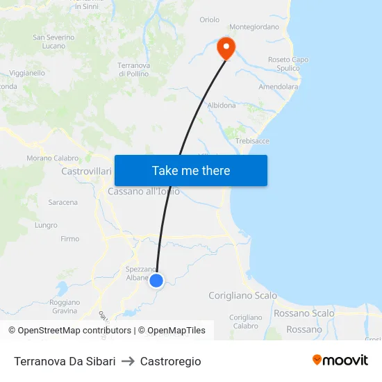 Terranova da Sibari to Castroregio map