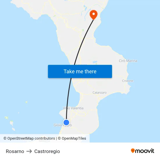 Rosarno to Castroregio map