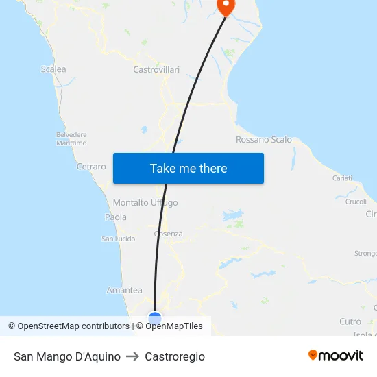 San Mango D'Aquino to Castroregio map