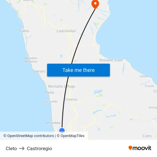 Cleto to Castroregio map